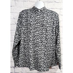COOFANDY Black Floral Button Down Long Sleeves Large Shirt New With Tags